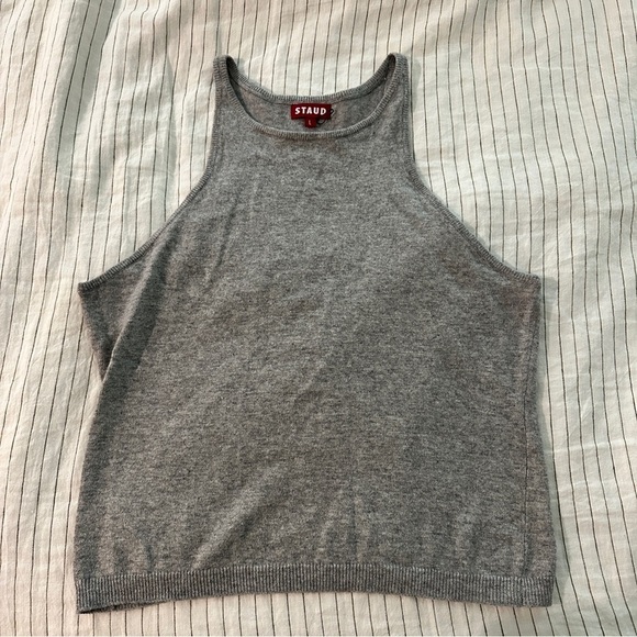 Staud Women’s Heather Gray Ayana Ribbed Knit Tank Top - Picture 6 of 9